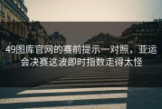 49图库官网的赛前提示一对照，亚运会决赛这波即时指数走得太怪