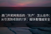 澳门开奖网背后的‘灰产’怎么运作：从引流到收割的7步：越快看懂越安全