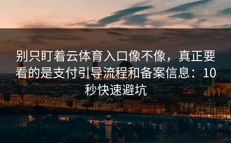 别只盯着云体育入口像不像,真正要看的是支付引导流程和备案信息:10秒快速避坑 别只盯着云体育入口像不像,真正要看的是支付引导流程和备案信息:10秒快速避坑