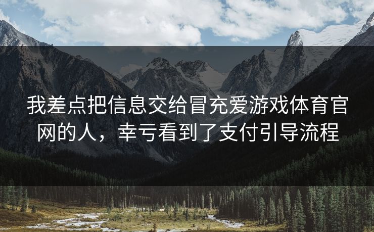 我差点把信息交给冒充爱游戏体育官网的人,幸亏看到了支付引导流程 我差点把信息交给冒充爱游戏体育官网的人,幸亏看到了支付引导流程