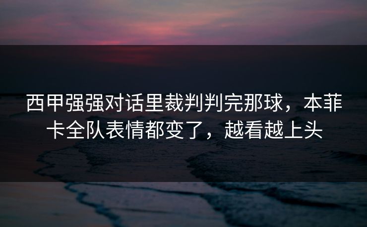 西甲强强对话里裁判判完那球，本菲卡全队表情都变了，越看越上头