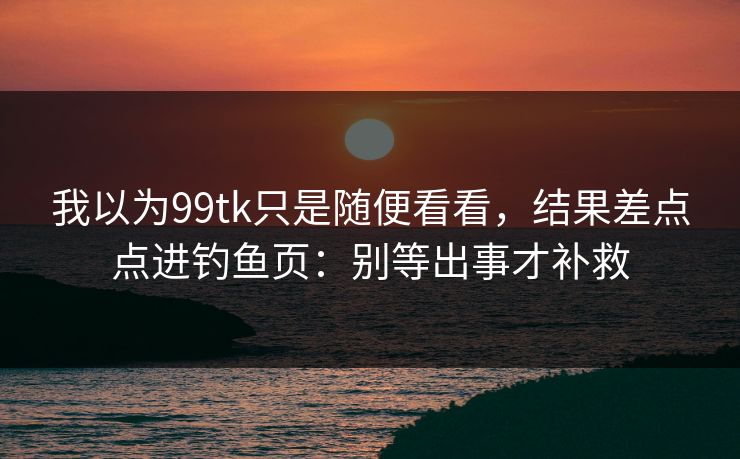 我以为99tk只是随便看看，结果差点点进钓鱼页：别等出事才补救