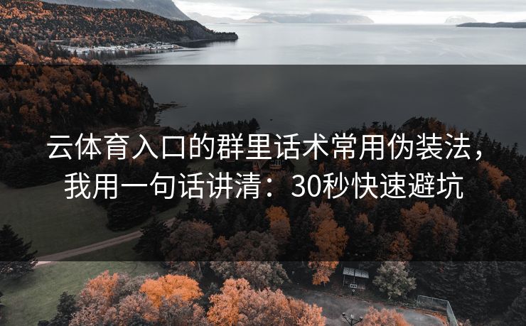 云体育入口的群里话术常用伪装法,我用一句话讲清:30秒快速避坑 云体育入口的群里话术常用伪装法,我用一句话讲清:30秒快速避坑